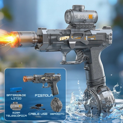 Pistola de Agua Automática con Luz y Batería Recargable