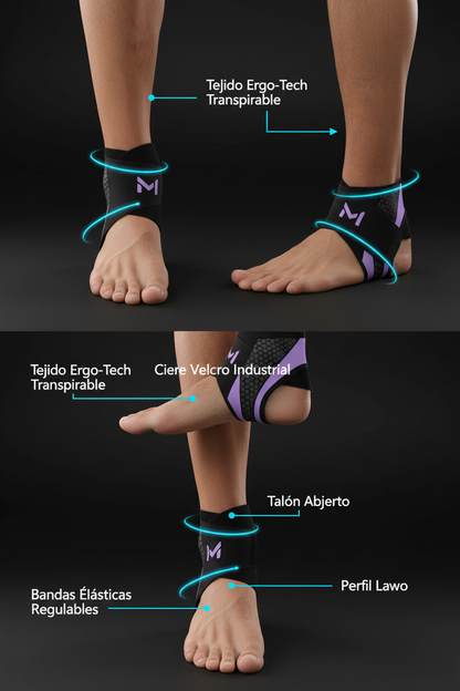 ErgoSox - Características del producto: tejido transpirable, velcro, talón abierto